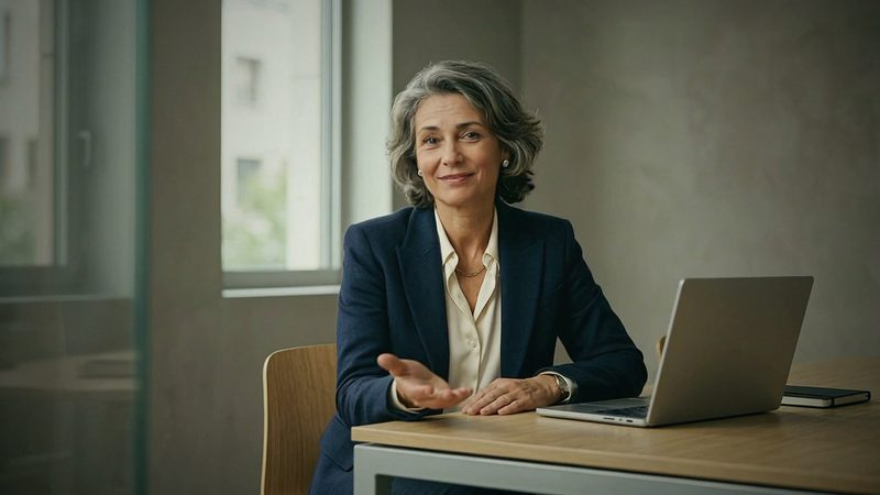 Conseillère au téléphone, devant son poste de travail